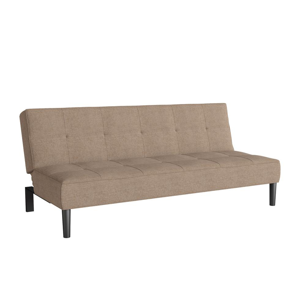 Convertible Futon Sofa Bed with Textured Cinnamon Beige Mattress