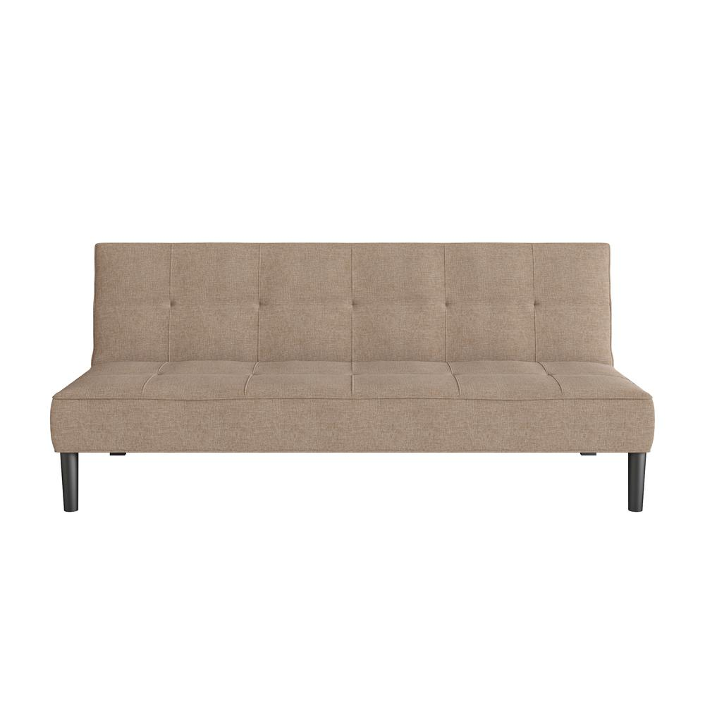Convertible Futon Sofa Bed with Textured Cinnamon Beige Mattress