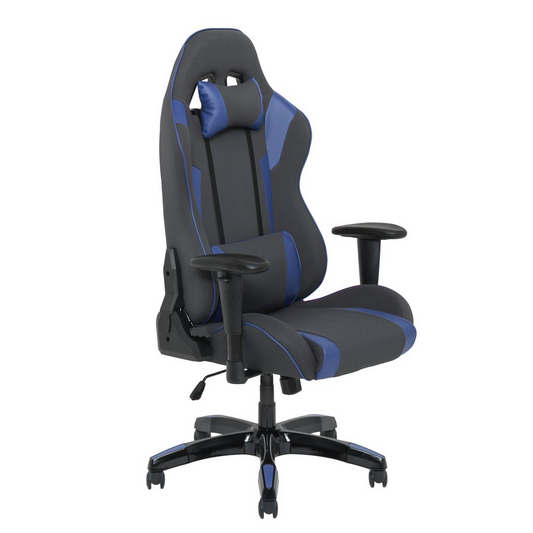 Grey and Blue High Back Ergonomic Gaming Chair, Height Adjustable Arms