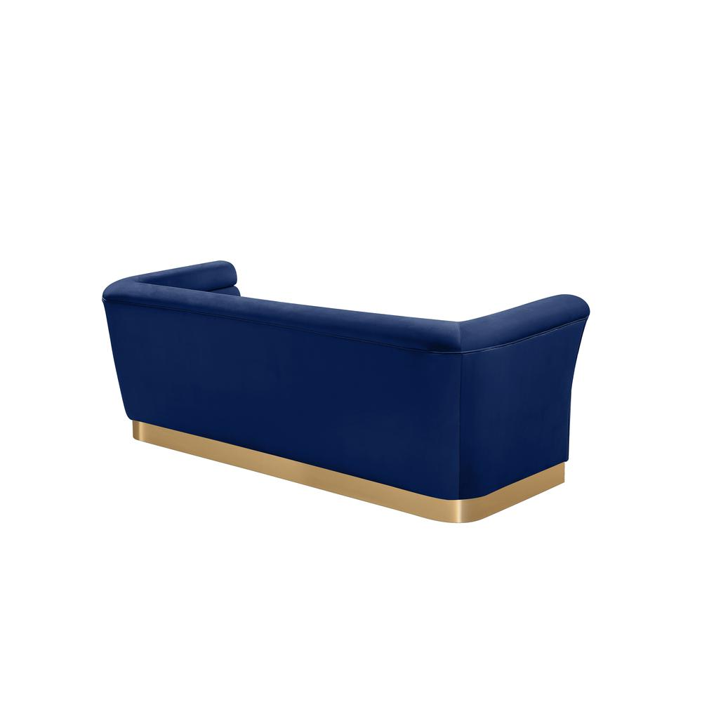 Livingston Blue Velour Sofa with Gold Trim