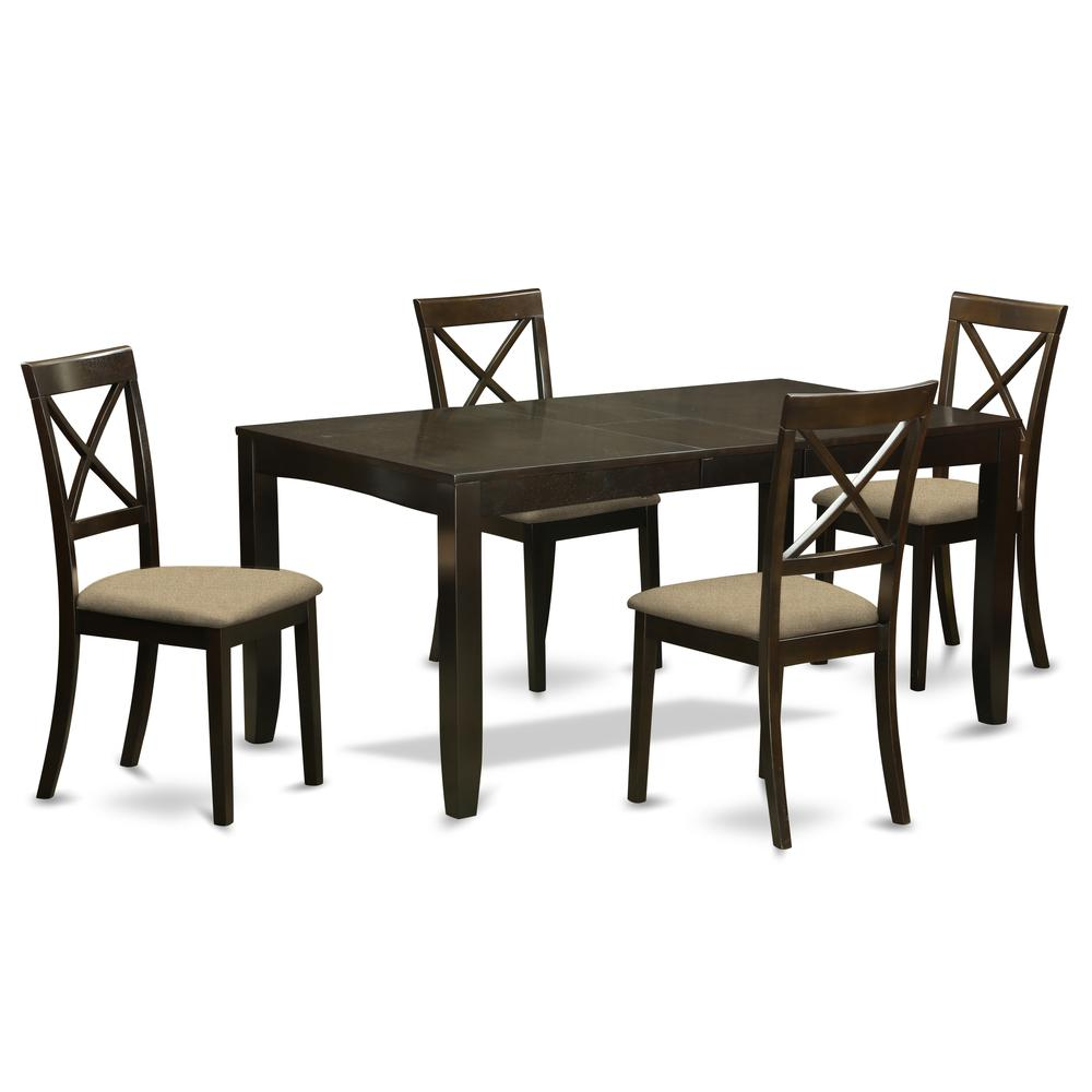 LYBO5-CAP-C 5 Pc Dining room set for 4-Dining Table with Leaf Plus 4 Chairs for Dining room