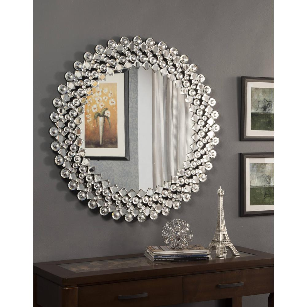 Wall Mirror with Crystals Bordering the Frame