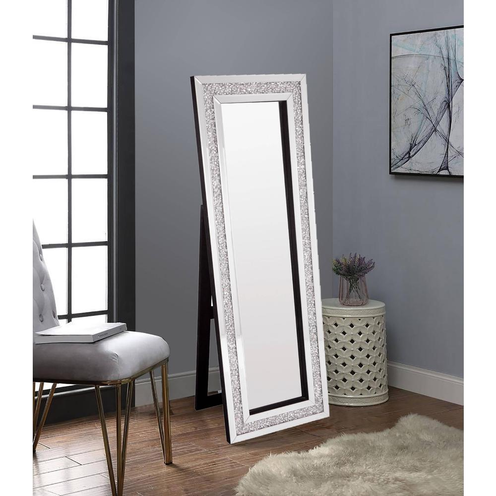 Floor Mirror  with Crystal Border in the Frame