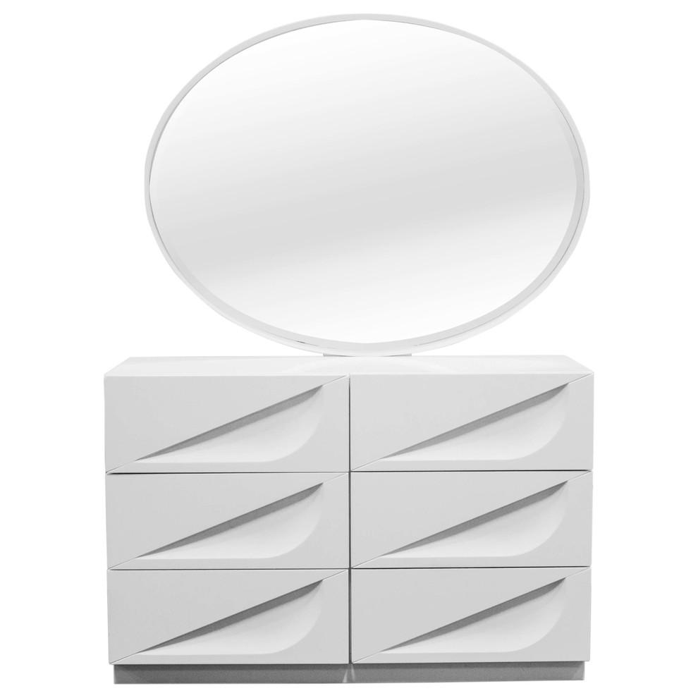 Madrid Off-White 6-Drawer Dresser and Mirror