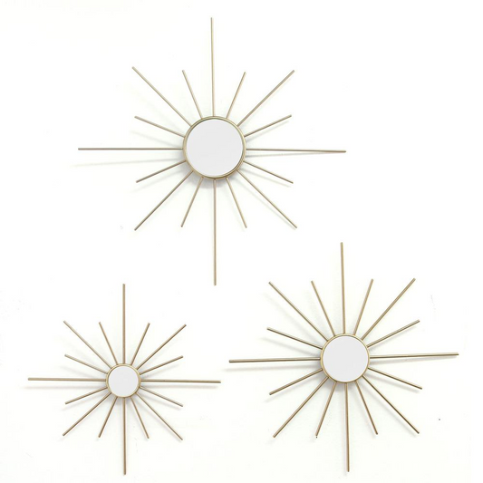 Stratton Home Decor Set of 3 Gold Mirror Burst Wall Decor