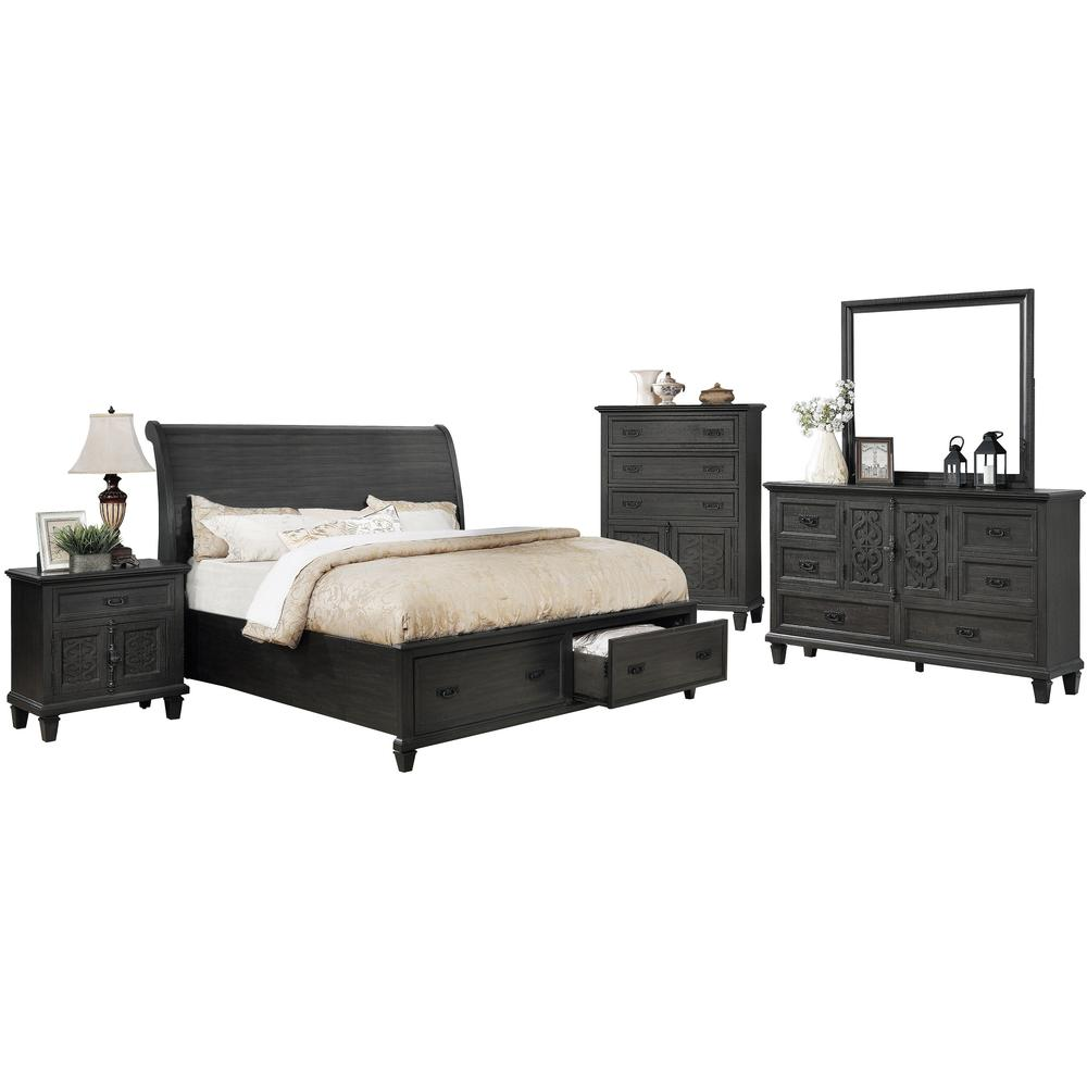 Sleigh 5 Piece Bedroom Set with Chest, Eastern King