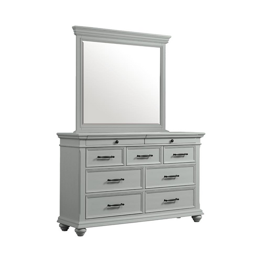 Picket House Furnishings Brooks 9-Drawer Dresser with Mirror in Grey