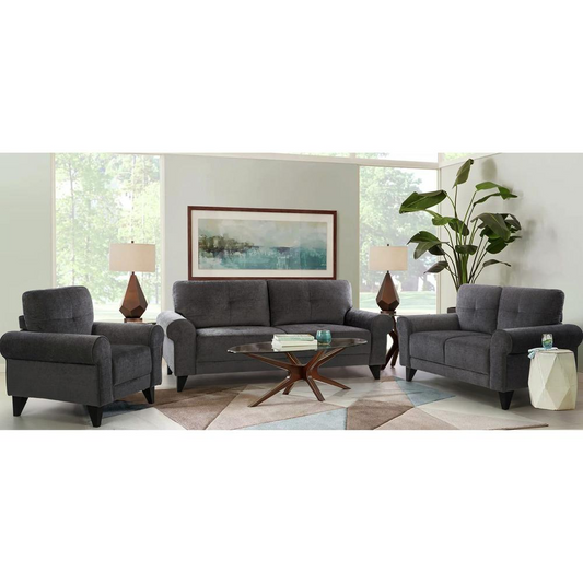 Picket House Furnishings Atticus 3PC Set in Charcoal-Sofa, Loveseat & Chair