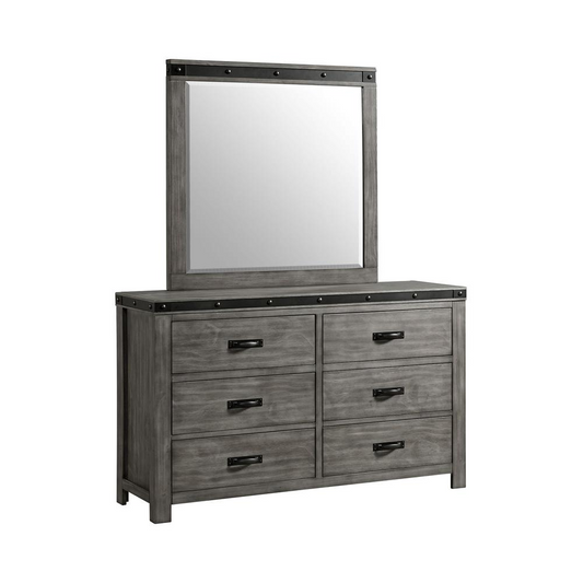 Picket House Furnishings Montauk Youth 6-Drawer Dresser & Mirror Set in Grey