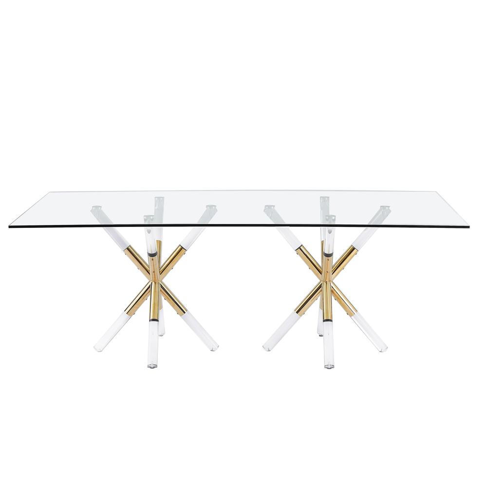 Best Master Dalton Rectangular Glass Gold Dining Table