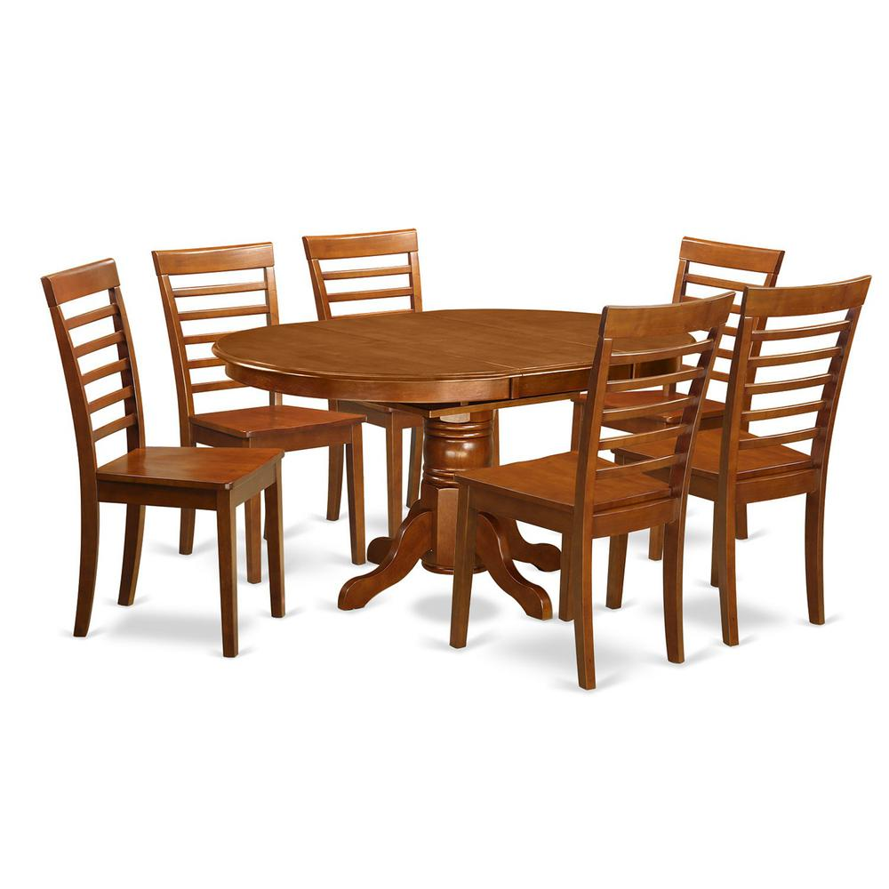 7  PC  Dining  set-Oval  Dining  Table  with  Leaf  and  6  Dining  Chairs