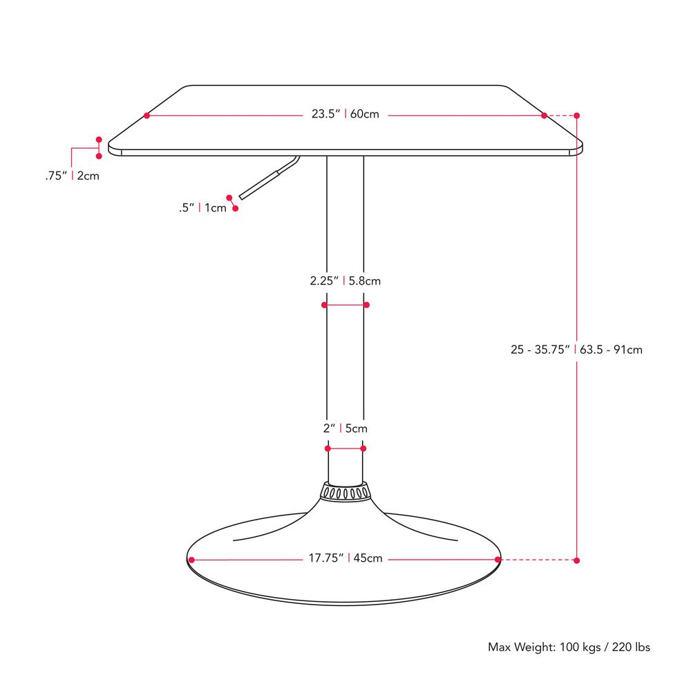 CorLiving Square Adjustable Pedestal Dining Table