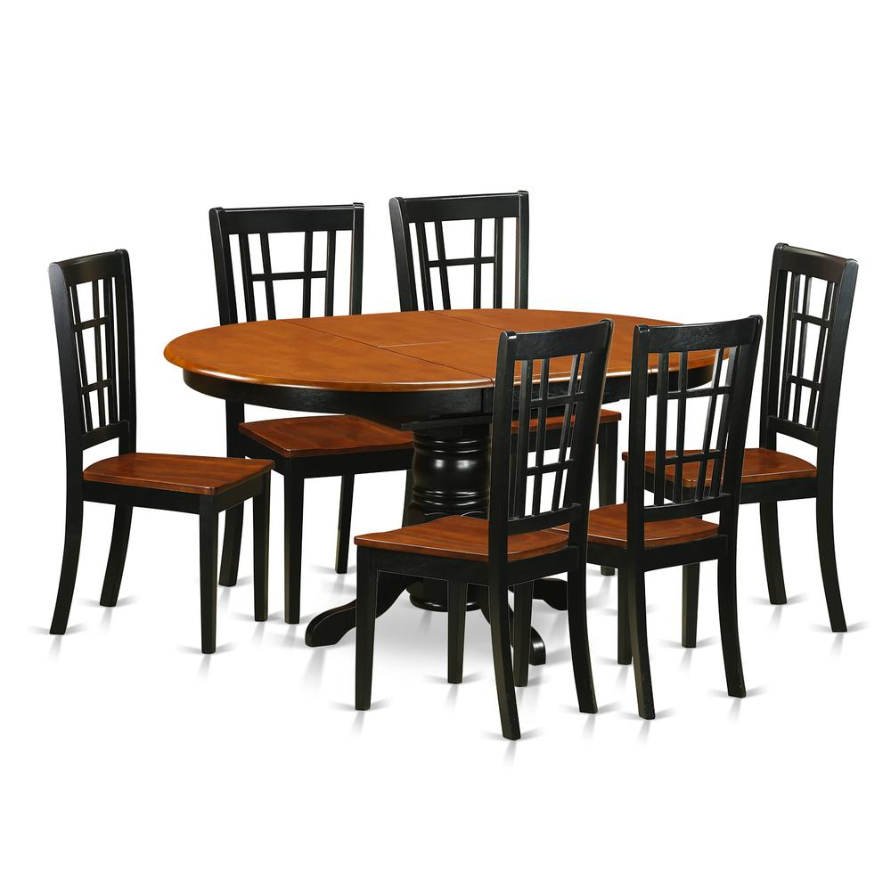 7  PC  Dining  set-Dining  Table  and  6  Wooden  Kitchen  Chairs