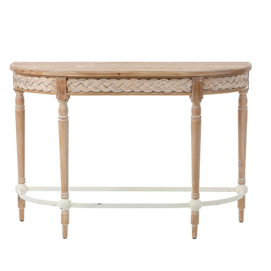 Natural Wood Half Moon Console Table