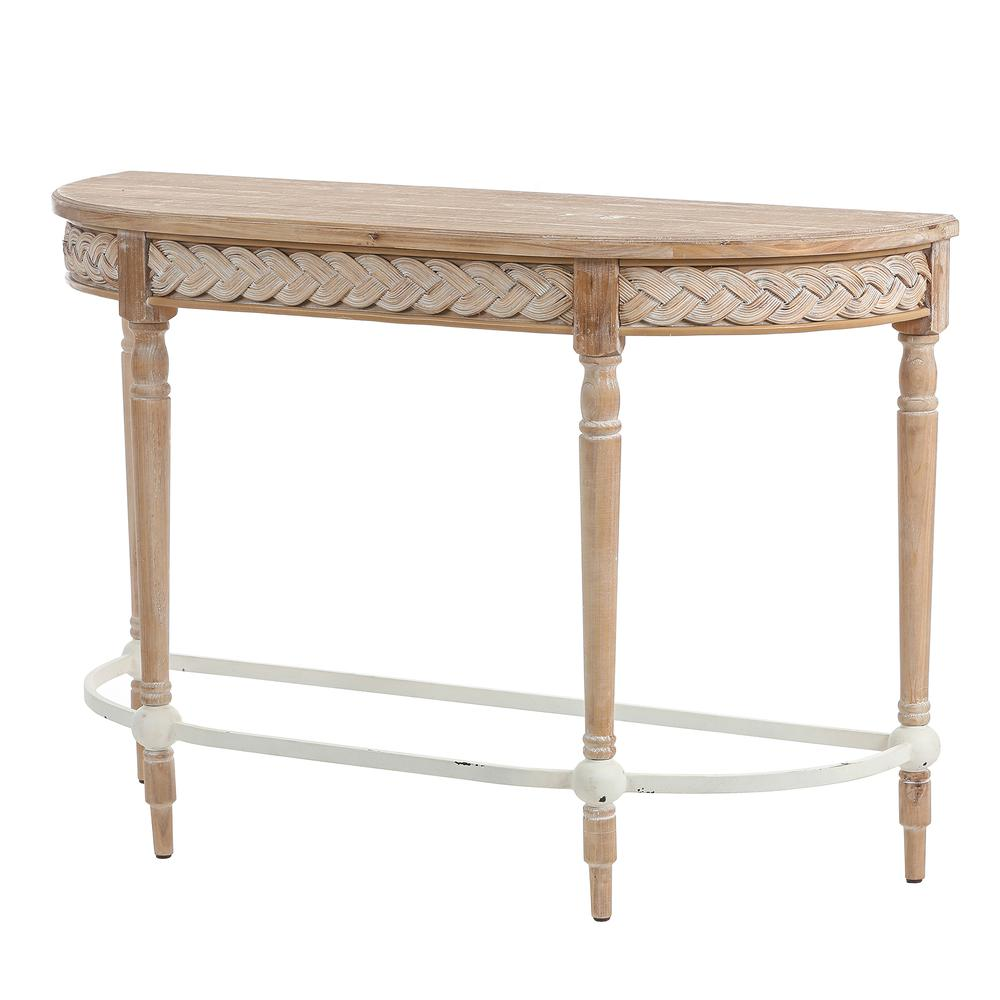 Natural Wood Half Moon Console Table