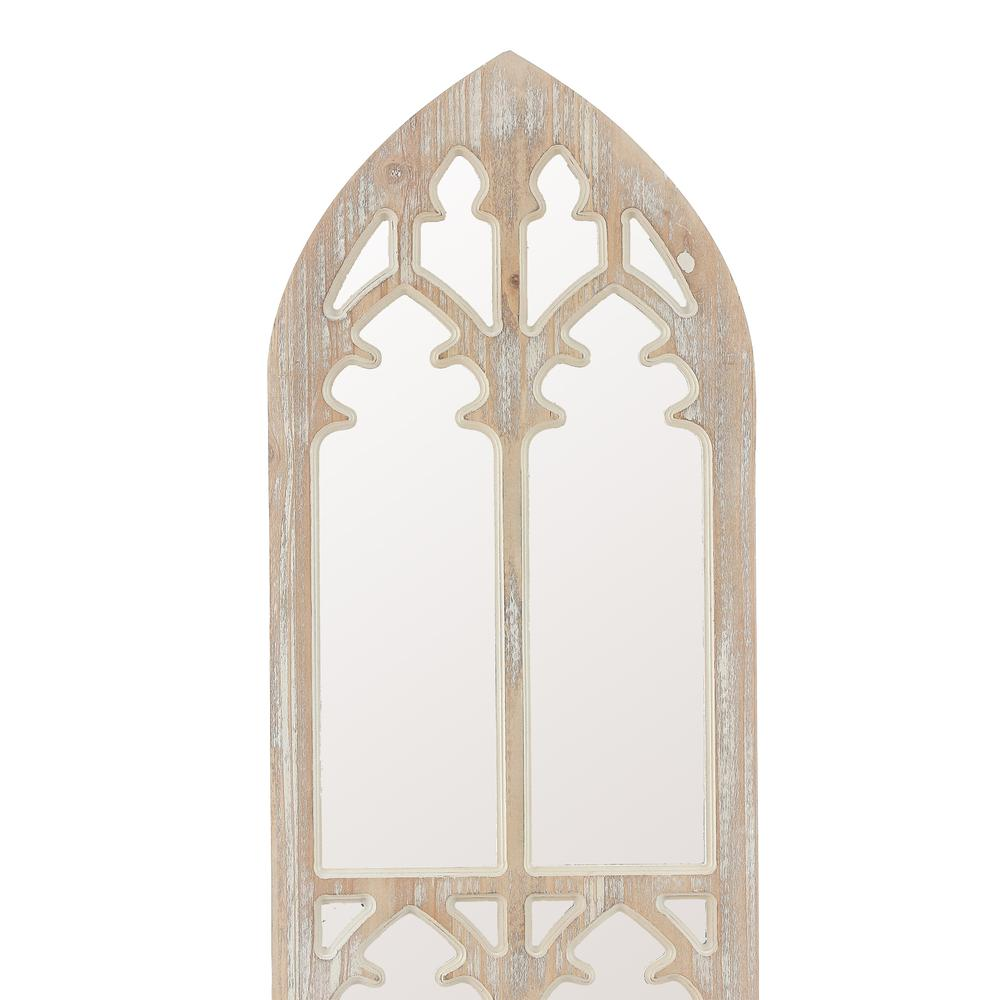 Weathered Natural Wood Cathedral Framed Wall Mirror