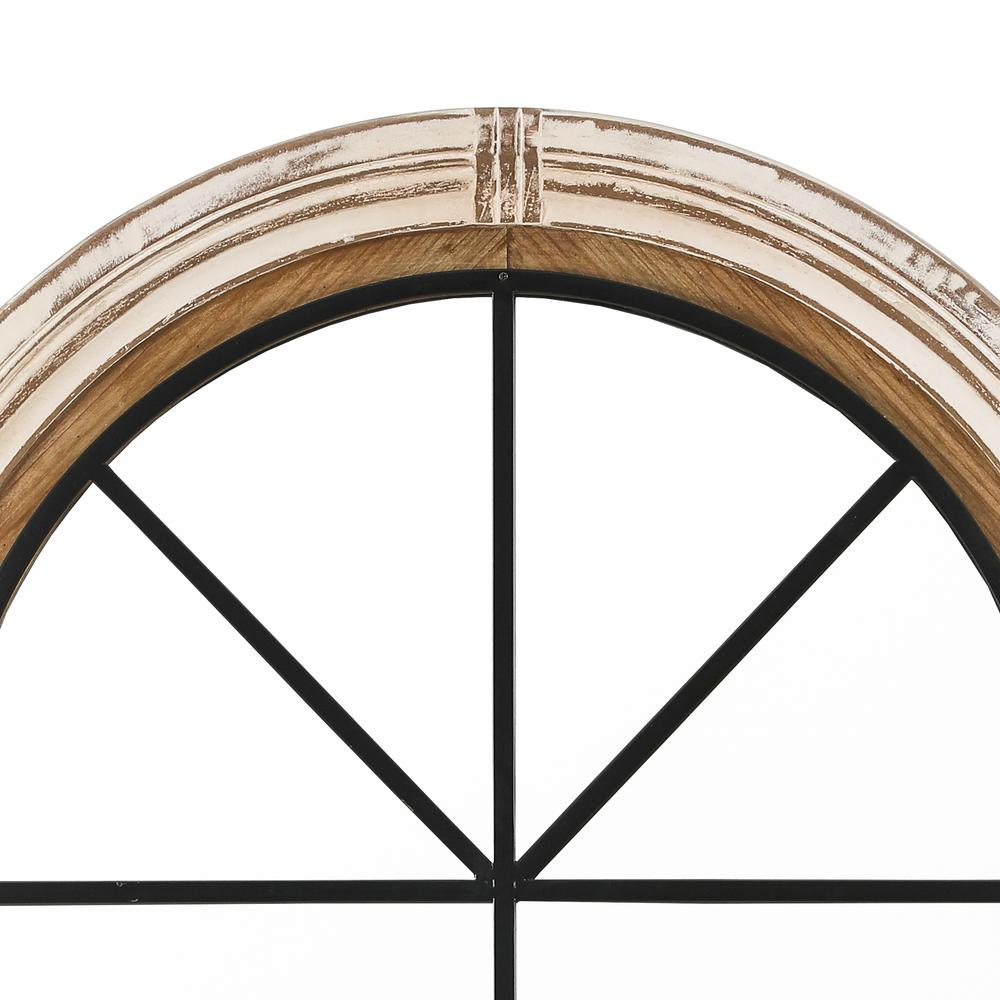 Rustic Wood and Iron Arched Window Wall Mirror