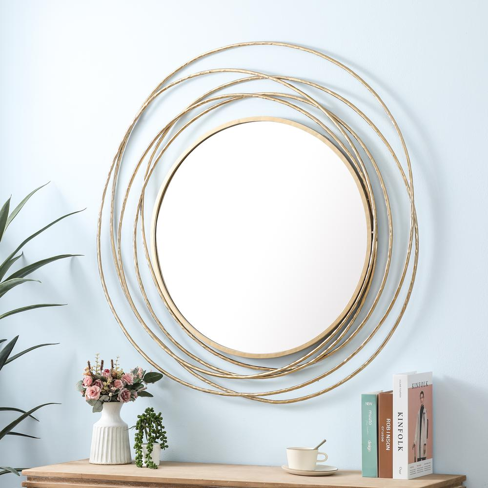 Gold Metal Frame Round Wall Mirror
