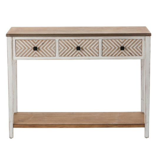 Rustic White and Natural Wood Storage Console Table