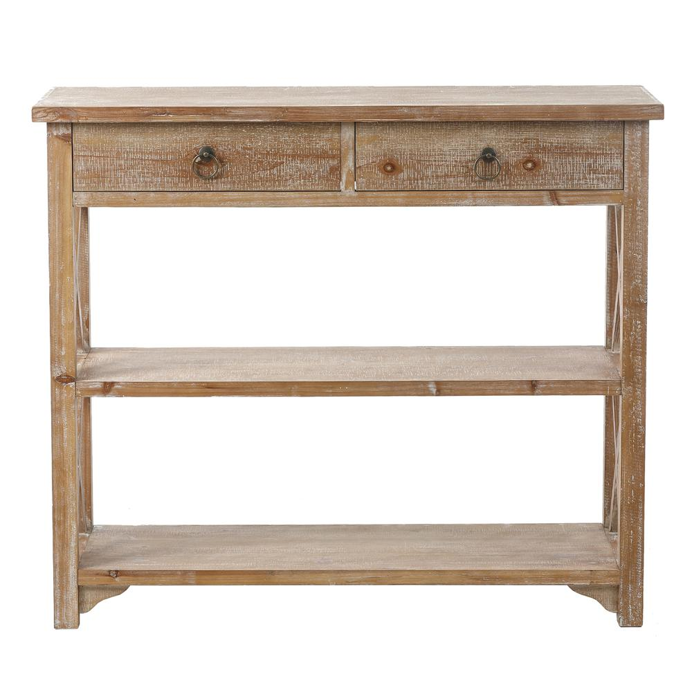 Natural Wood Storage Console Table