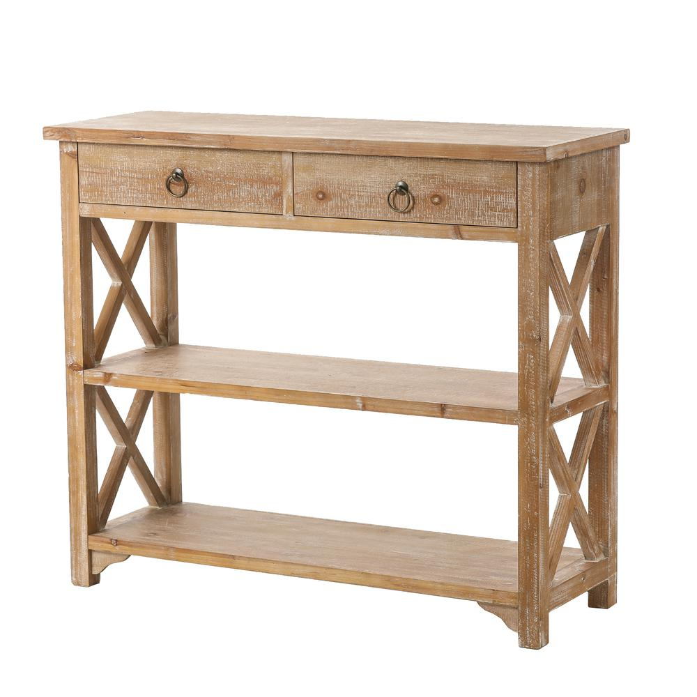 Natural Wood Storage Console Table