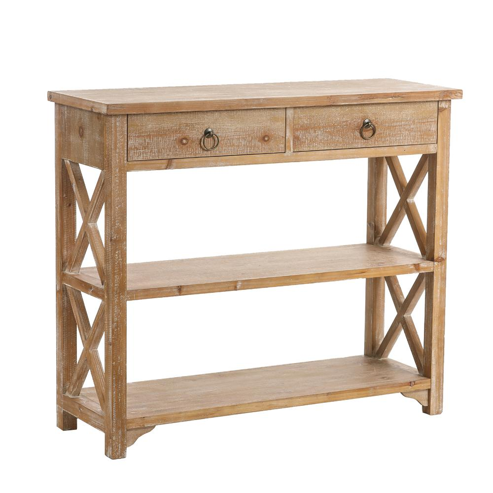 Natural Wood Storage Console Table