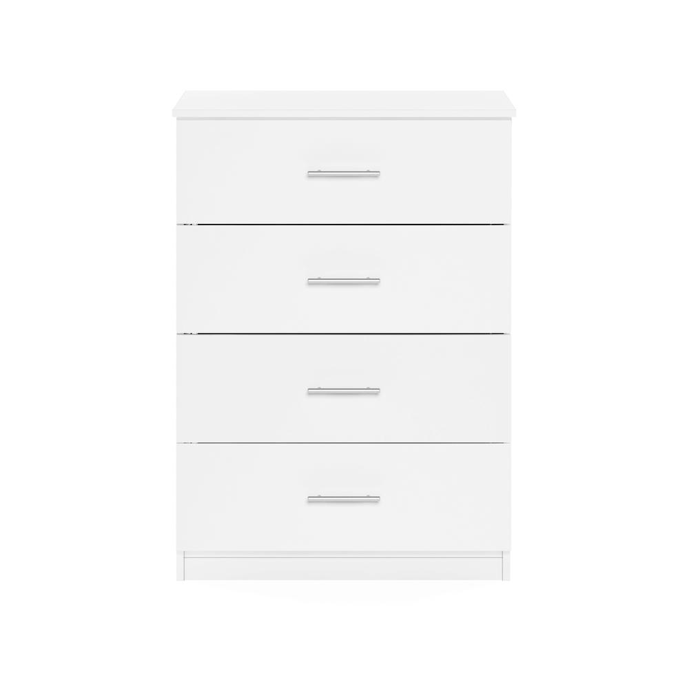 Furinno Tidur Simple Design 4-Drawer Dresser with Handle, Solid White