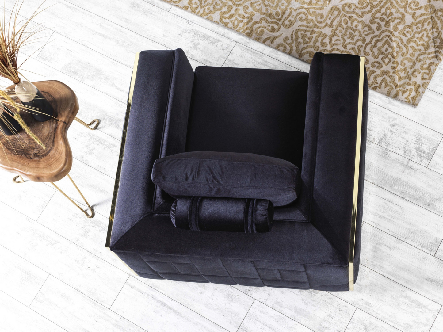 Regina Black Velvet Living Room Set