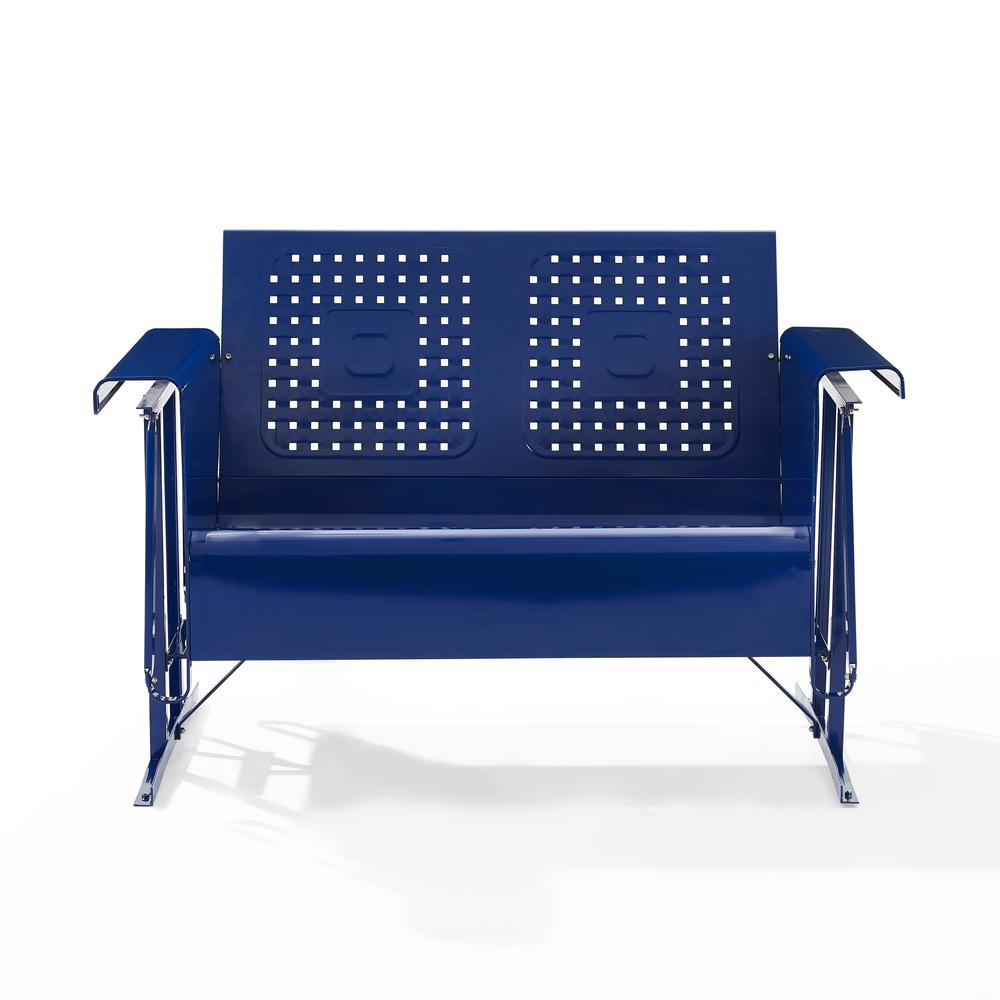 Bates Outdoor Metal Loveseat Glider Navy