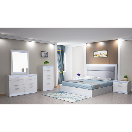 Modern Gloss White 8-Drawer Dresser