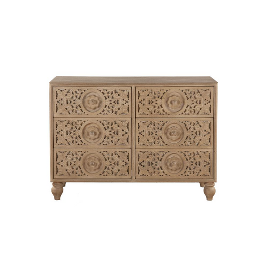 Haveli 48-Inch Mango Wood Dresser in Natural Whitewash Finish