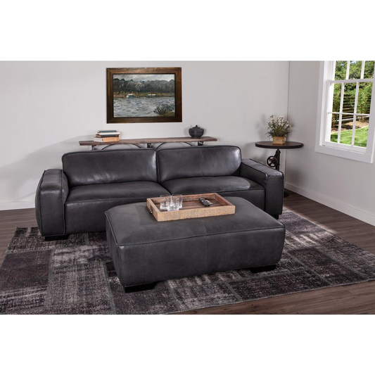 Portlando Vintage Black Leather Sofa