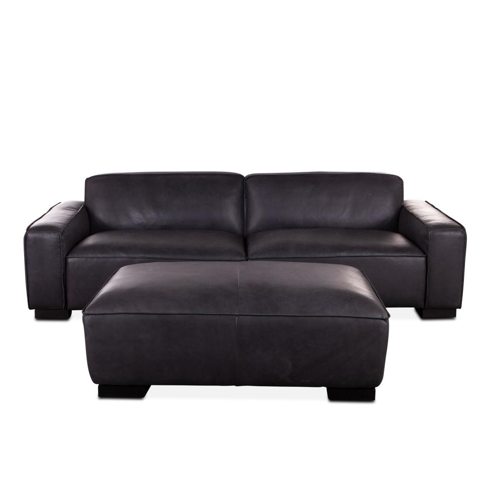 Portlando Vintage Black Leather Sofa