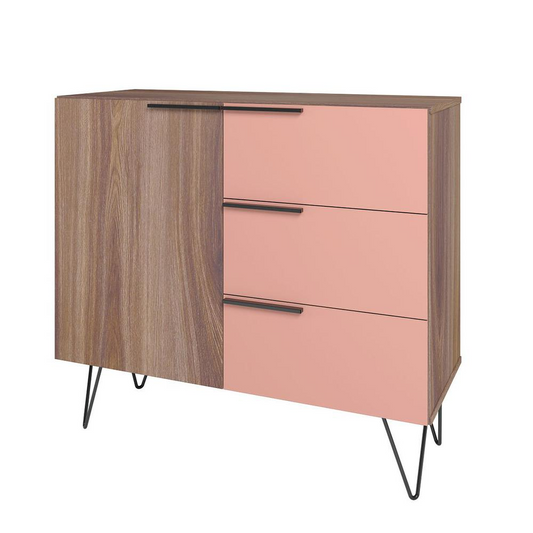 Beekman 35.43 Dresser with 2 Shelves in Brown and Pink