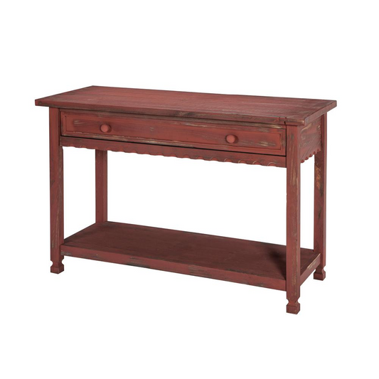 Country Cottage Media/Console Table, Red Antique Finish