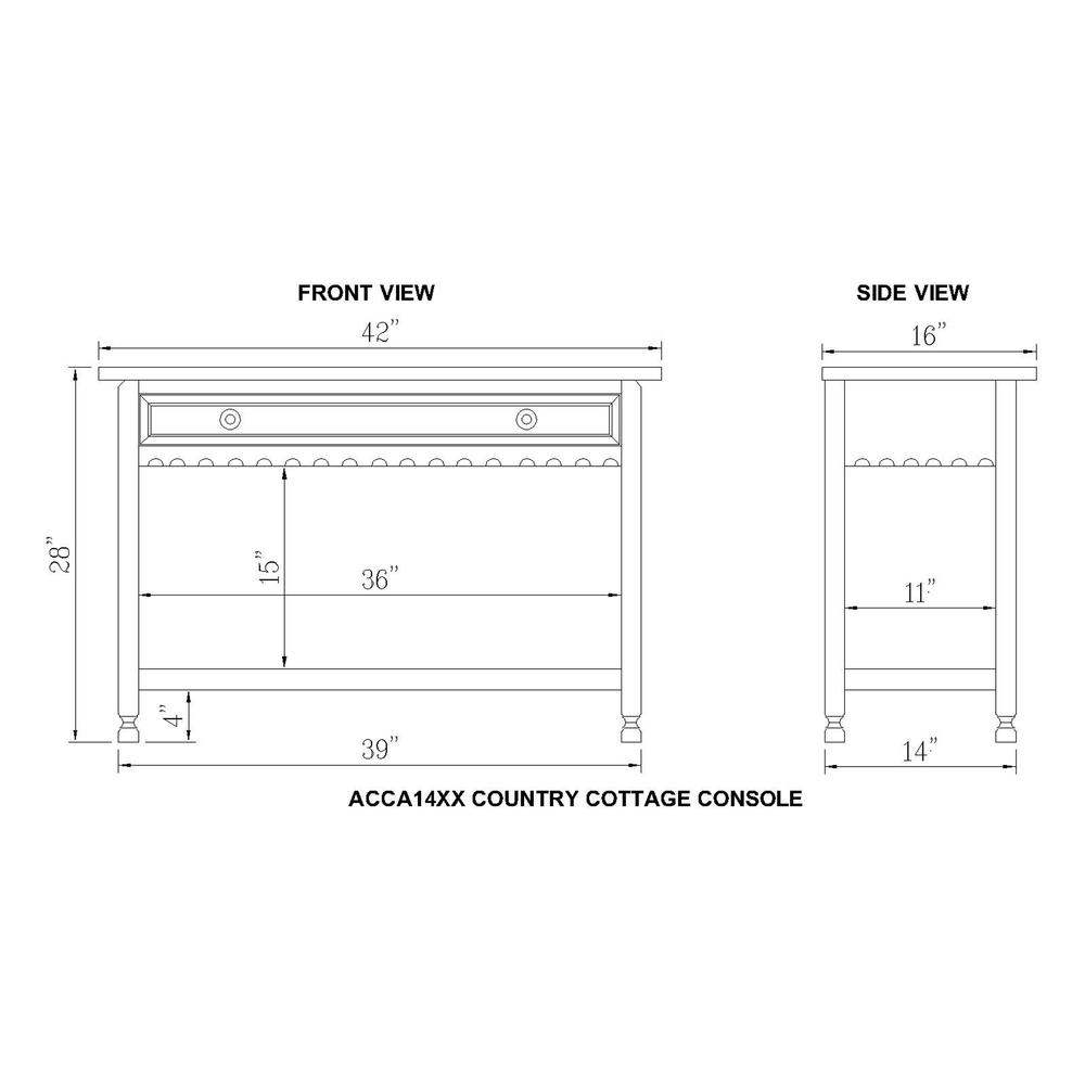 Country Cottage Media/Console Table, Red Antique Finish