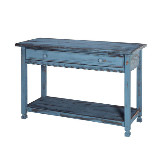 Country Cottage Media/Console Table, Blue Antique Finish