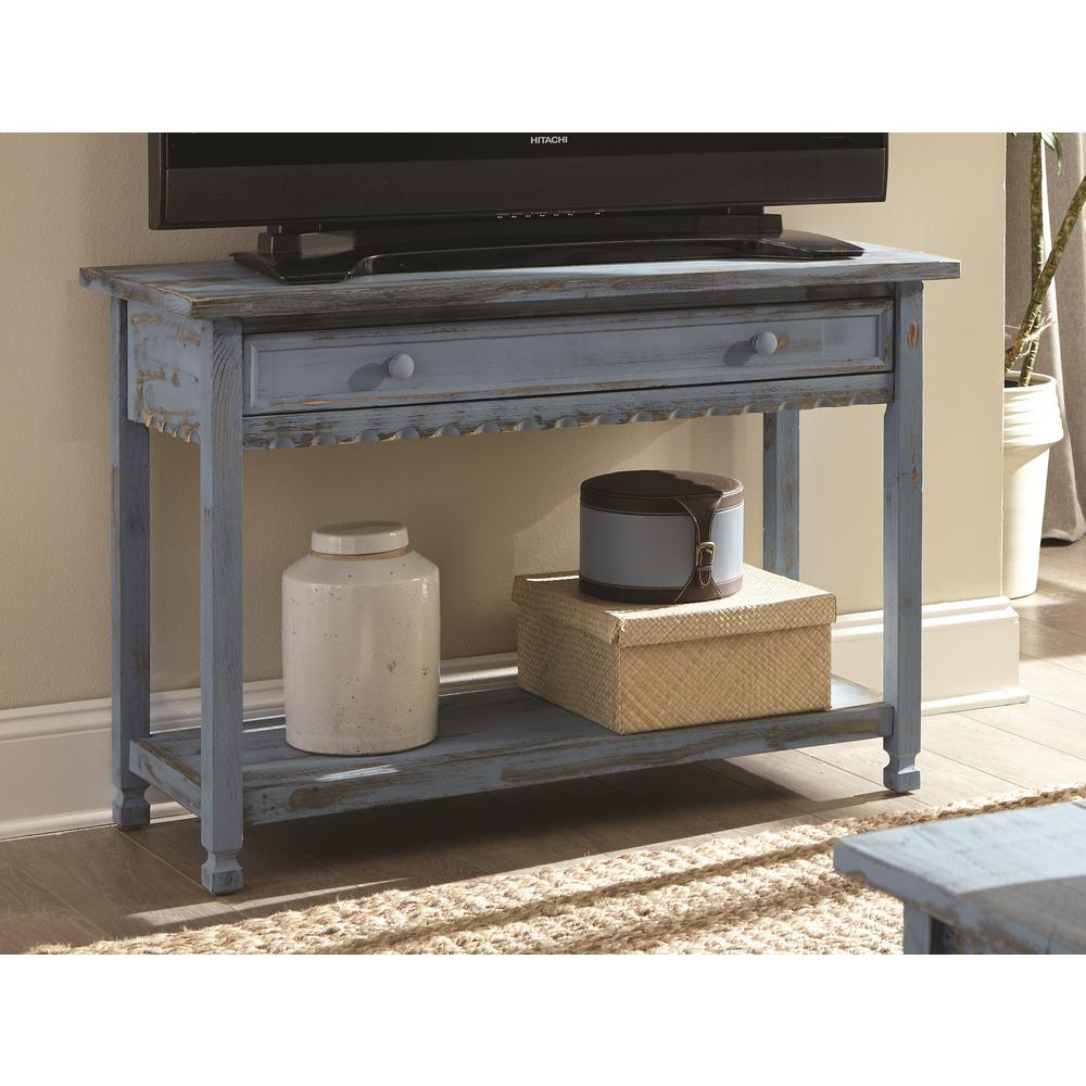 Country Cottage Media/Console Table, Blue Antique Finish