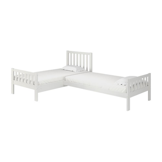 Aurora Corner L-Shaped Twin Wood Bed Set, White