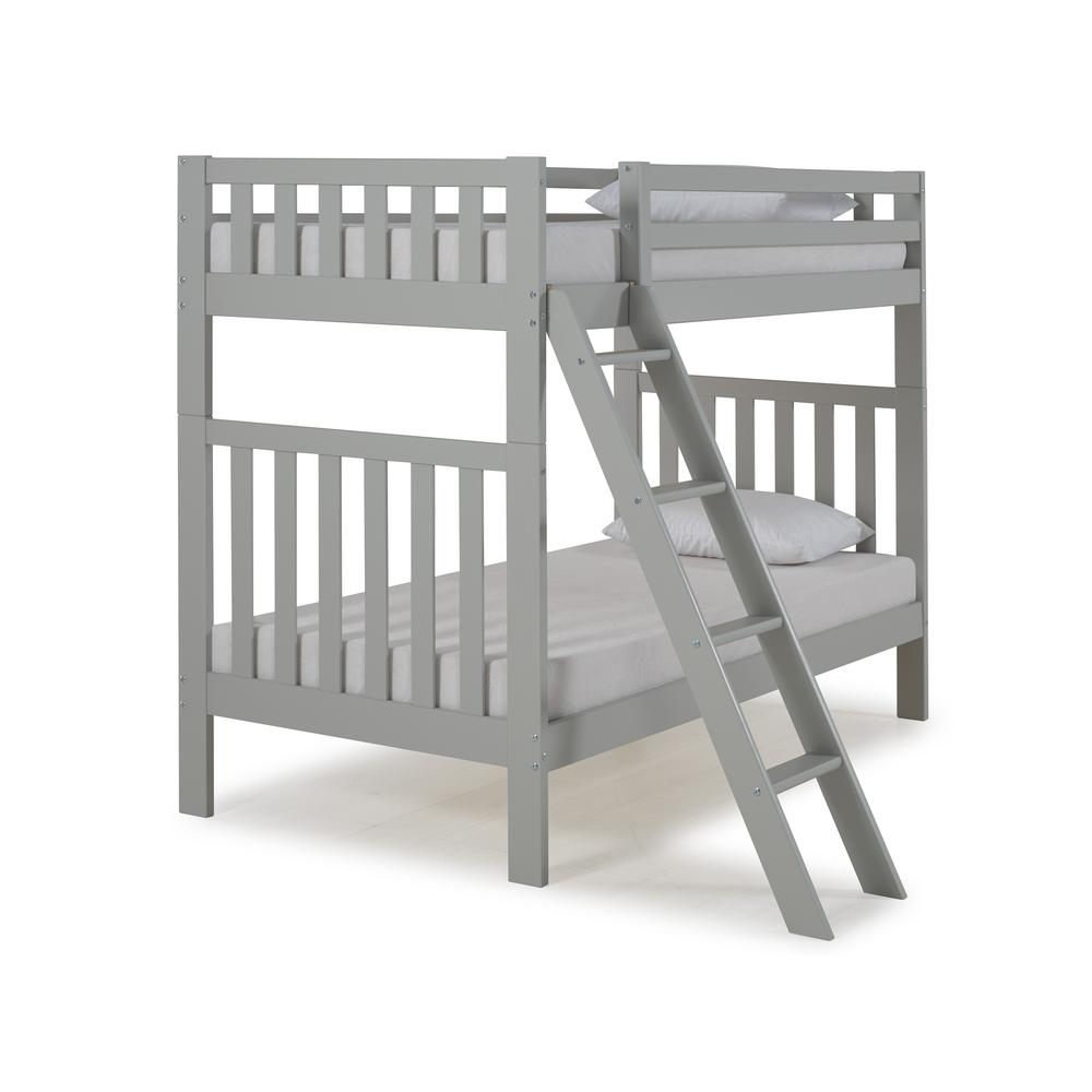 Aurora Twin Over Twin Wood Bunk Bed, Dove Gray