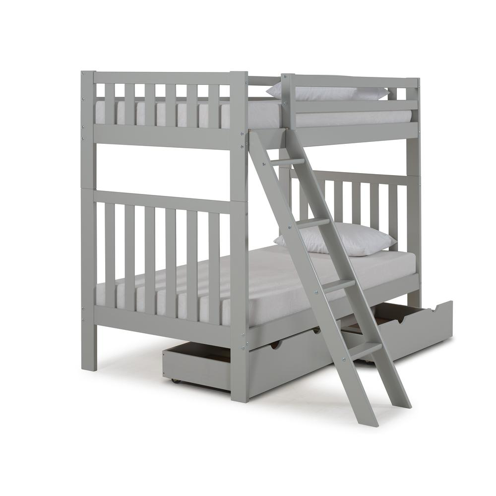 Aurora Twin Over Twin Wood Bunk Bed, Dove Gray