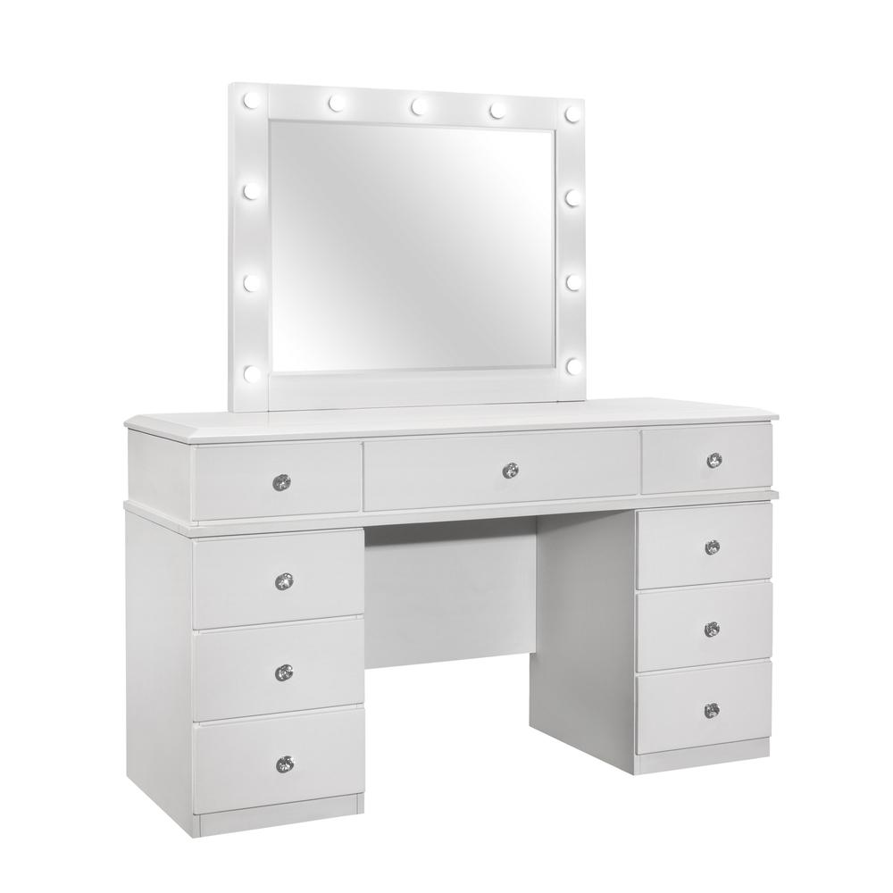 White Vanity Set with Stool and Mirror