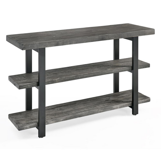 Pomona 48" Metal and Reclaimed Wood Media/Console Table, Slate Gray