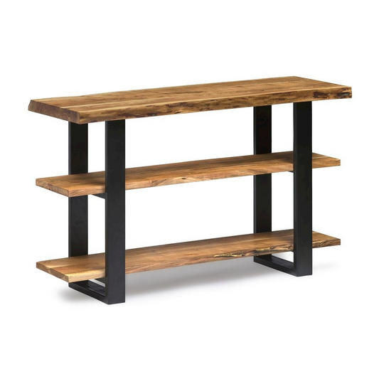 Alpine Natural Live Edge Wood Media Console Table