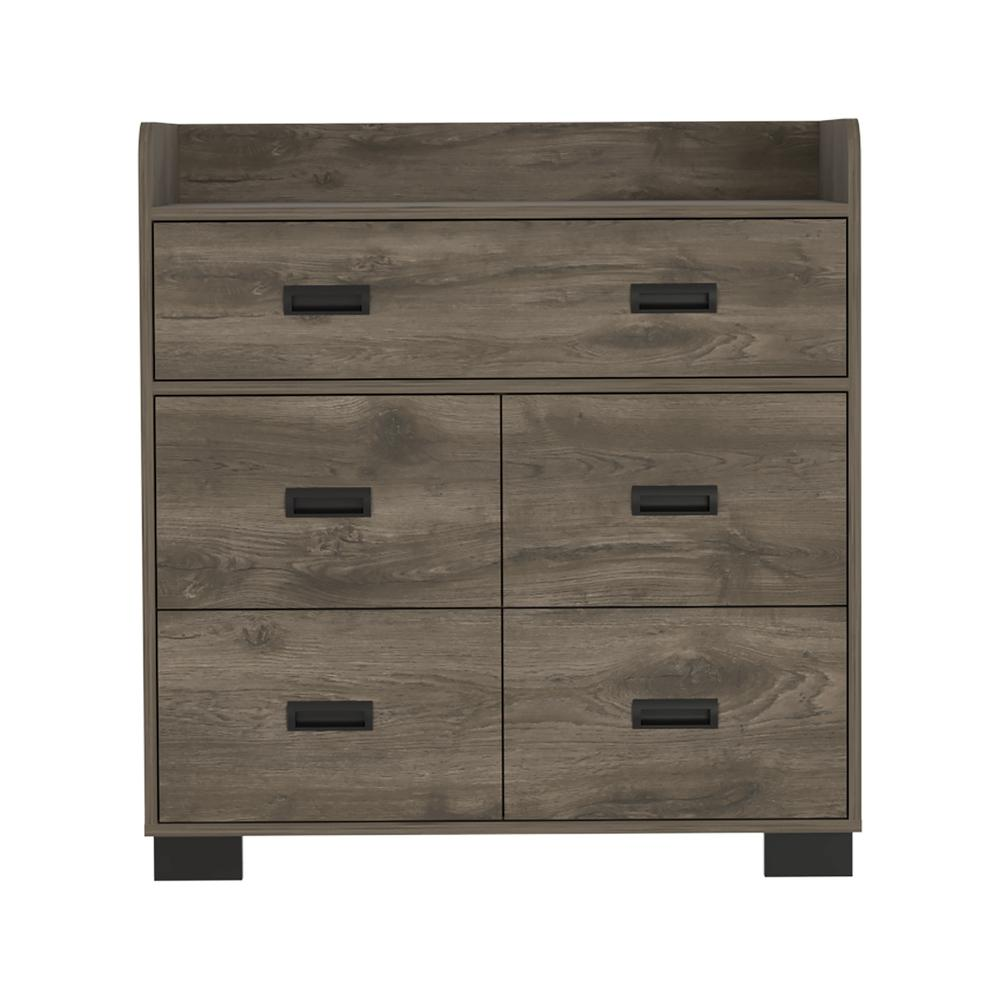 DEPOT E-SHOP Neptune Dresser, One Ample Drawer, Four Drawers, Four Legs, Countertop, Dark Brown, For Bedroom