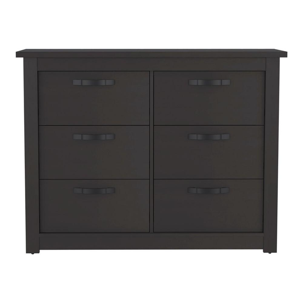 DEPOT E-SHOP Galena Six Drawer Double Dresser, Four Legs, Countertop, Metal Hardware-Black, For Bedroom