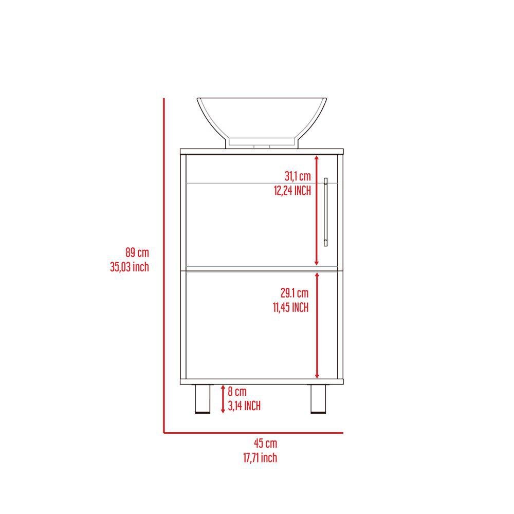 DEPOT E-SHOP Pittsburgh Single Bathroom Vanity, One Open Shelf, One-Door Cabinet, Four Legs-Black, For Bathroom