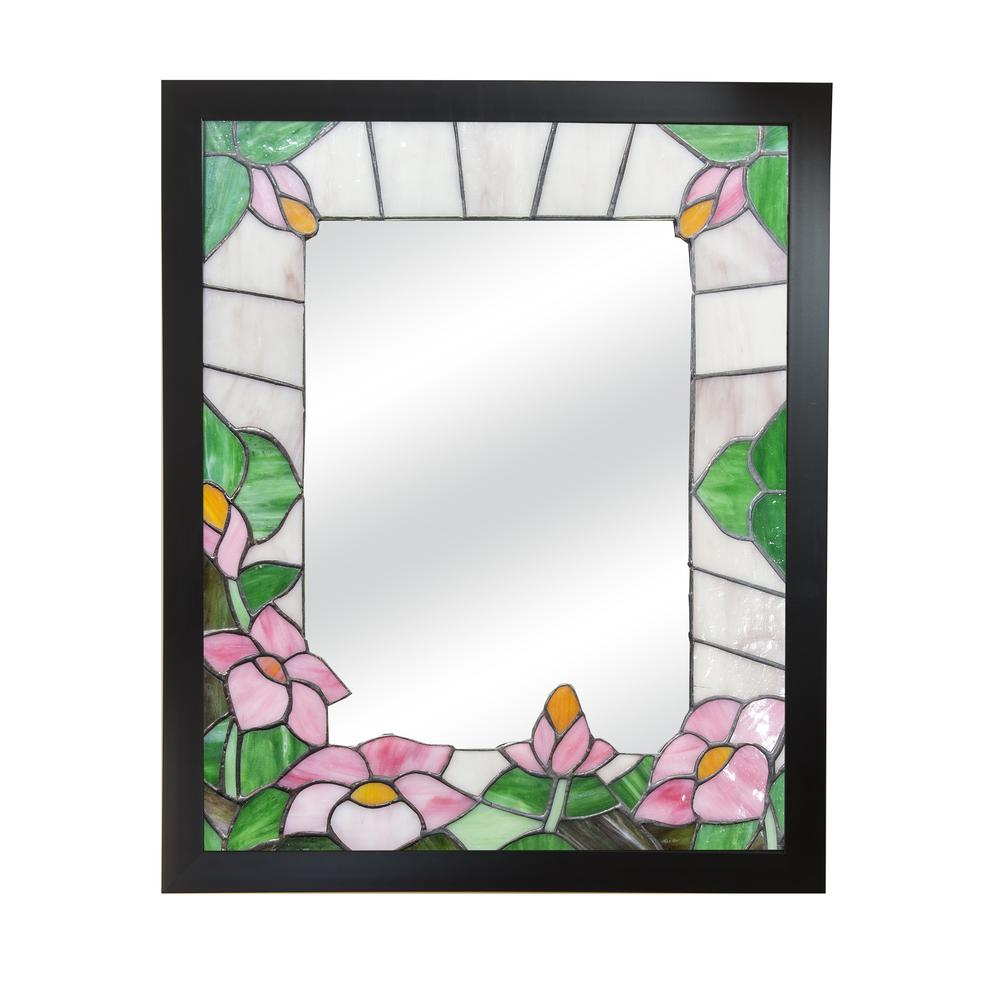 Pink Floral Tiffany Framed Mirror