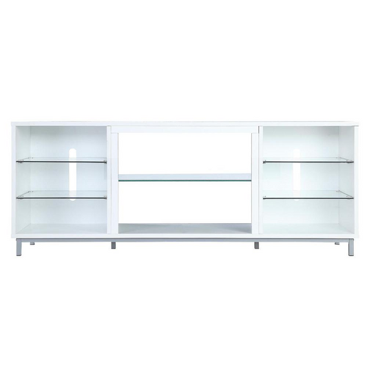 Brighton 60" TV Stand with Glass Shelves and Media Wire Management in White