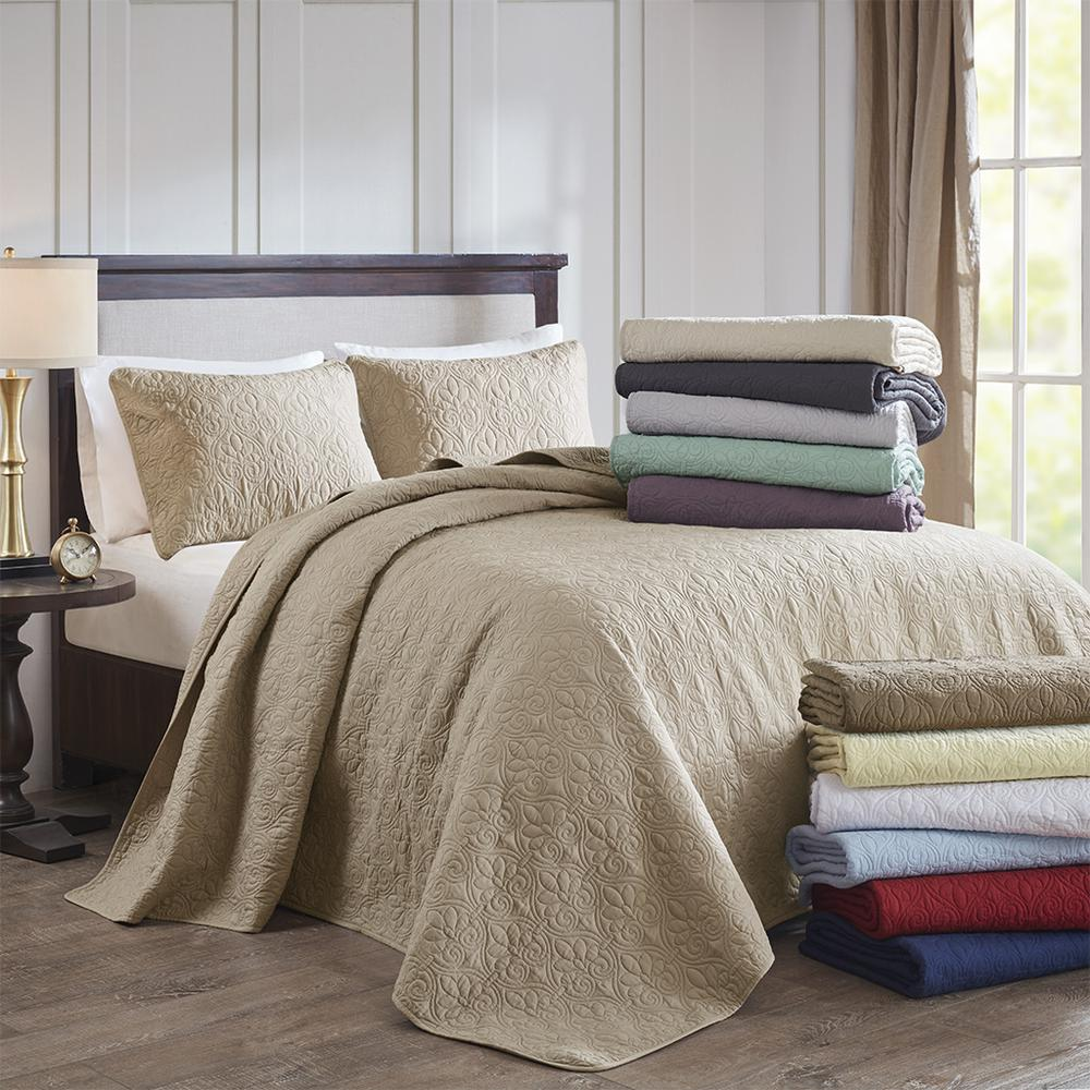 100% Polyester Solid Reversible Bedspread Set 701